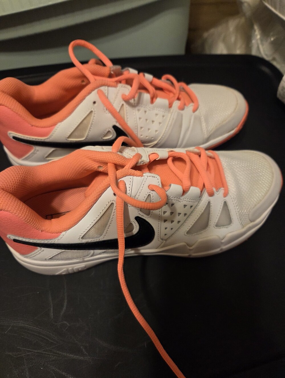 Women's Nike Athletic Sneakers - White with Coral Accents